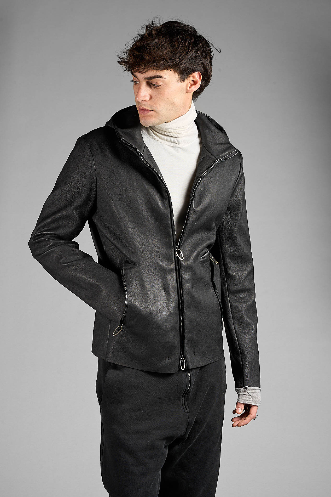 DANIELE BASTA LEATHER AND SILVER JACKET